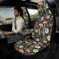 Qeluxign Mushroom Floral Car Seat Cover Set with Armrest Cover Cushion PU Automotive Car Cover and Seat Belt Shoulder Straps Pad, Universal Fit for Truck Sedan SUV, Pack of 5