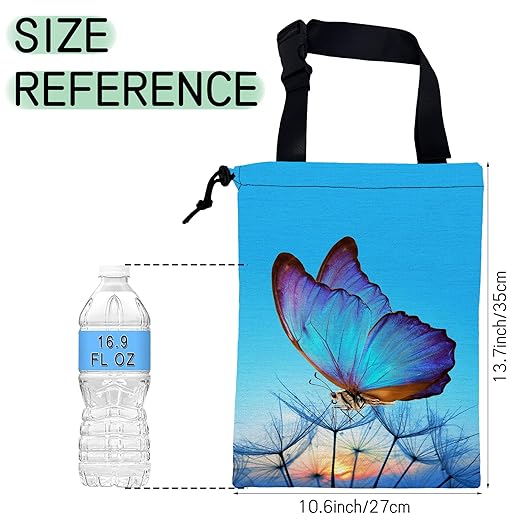 NHNXHWIA Blue Butterfly Car Garbage Bag,Dandelion Waterproof Small Car Trash Bag Hanging Back of Seat,Drawstring Hanging Car Trash Bag with Adjustable Buckle for Car Accessories