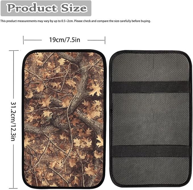 Horeset Hunting Camouflage Car Armrest Cover Interior Protector Non-Slip Comfortable Auto Armrest Cover Cushion Easy to Install