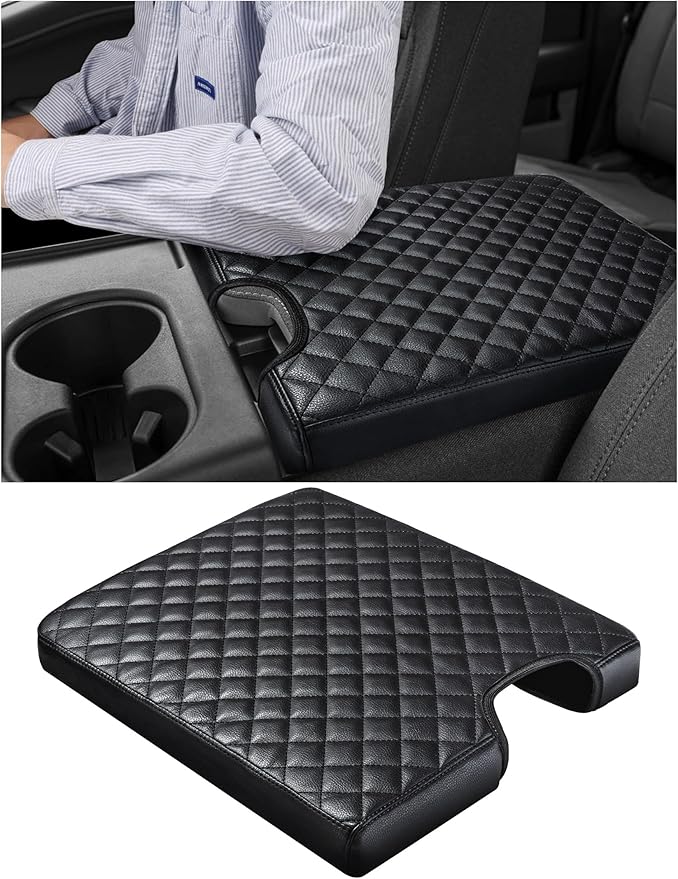 Center Console Cover for Ford F150 F250 F350 F450 F550 2015-2025 with 40/20/40 Jump Seat, PU Leather Middle Console Cover Armrest Seat Box Lid Protective Cover