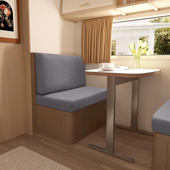 Stretch Rv Dinette Cushion Covers,Rv Couch Covers Dinette Booth Seats with 1 Backrest & 1 Bench Cover,38 in Camper Cushion Covers Dinette Table Slipcover,2 Set-Dark Gray