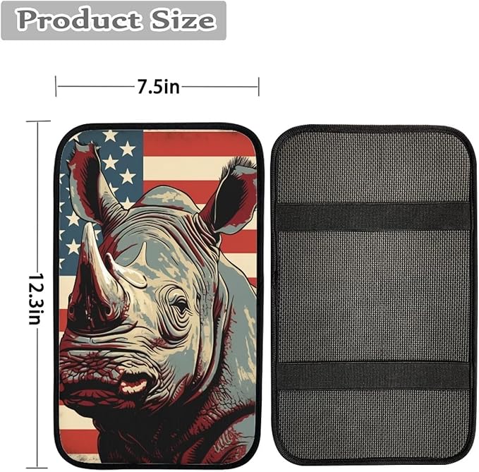 Car Center Console Pad, Universal Waterproof Car Armrest Seat Box Cover, Car Interior Accessories for Most Vehicle SUV Truck Vintage American Flag Rihno Car Armrest Pad