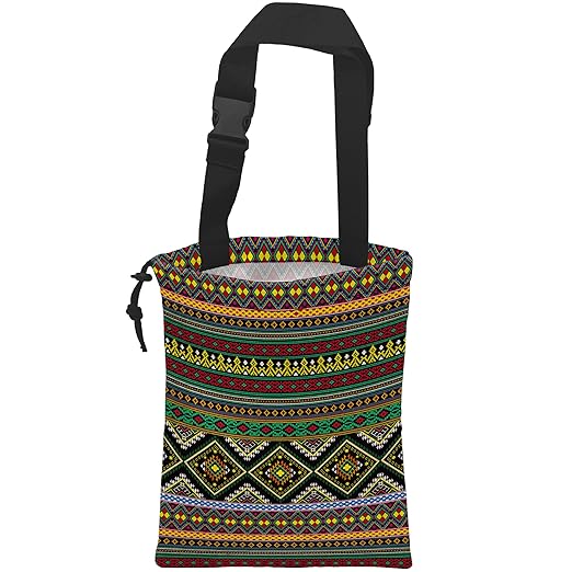 ghatobty Car Trash Bag Hanging Green Ethnic Style Car Trash Can Waterproof Garbage Bag Hanging for Car Back Seat