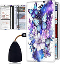 Car Registration Holder, Waterproof PU Leather Vehicle Card Document Glove Box Organizer, Women Interior Auto Accessories Case for Cards, Driver License Car Insurance Holder, Butterfly Pattern