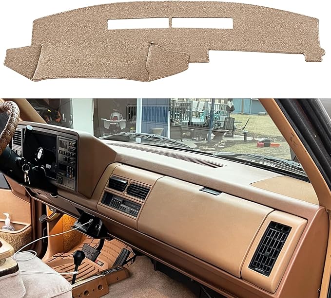 Yiz Dash Cover Mat for Chevy Chevrolet Silverado/GMC Sierra C1500 C2500 C3500 K1500 K2500 K3500 Pickup Truck 1988-1994, 1992-94 GMC Yukon/Chevy Blazer Suburban Dashboard Pad Carpet (88-94 Beige) Y25