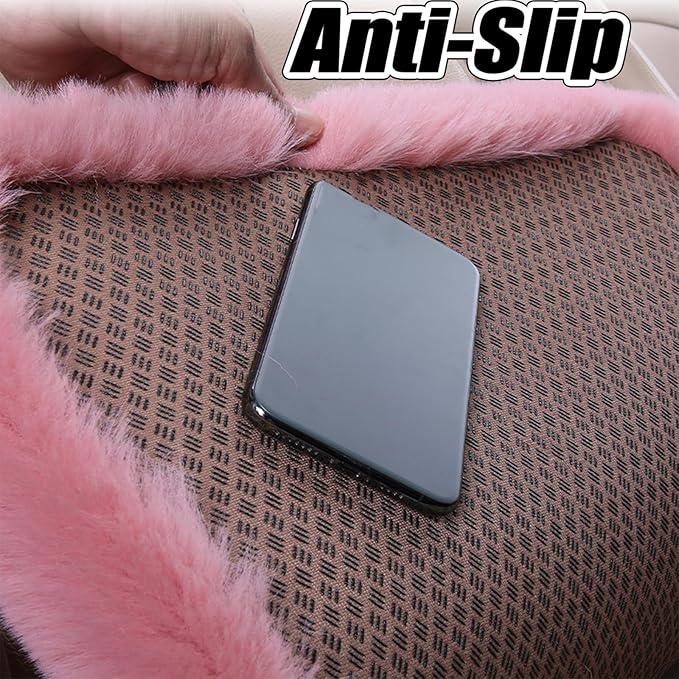 Plush Car Seat Cushion, Soft Warm Fuzzy Faux Rabbit Fur Fluffy Plush Auto Seat Cover Vehicle Car Front and Back Seat Protector Pad with Non-Slip Backing Cushion Interior Universal Fit (Grey,3PCS)