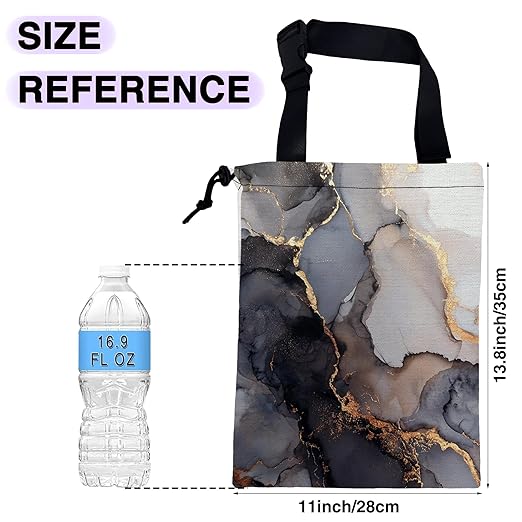 UUCBTAH Car Trash Bag Gray Gold Marble Car Trash Bin Leakproof Waterproof Car Trash Can for Back Seat, Foldable Car Garbage Bag with Adjustable Straps and Drawstring for Car Accessories