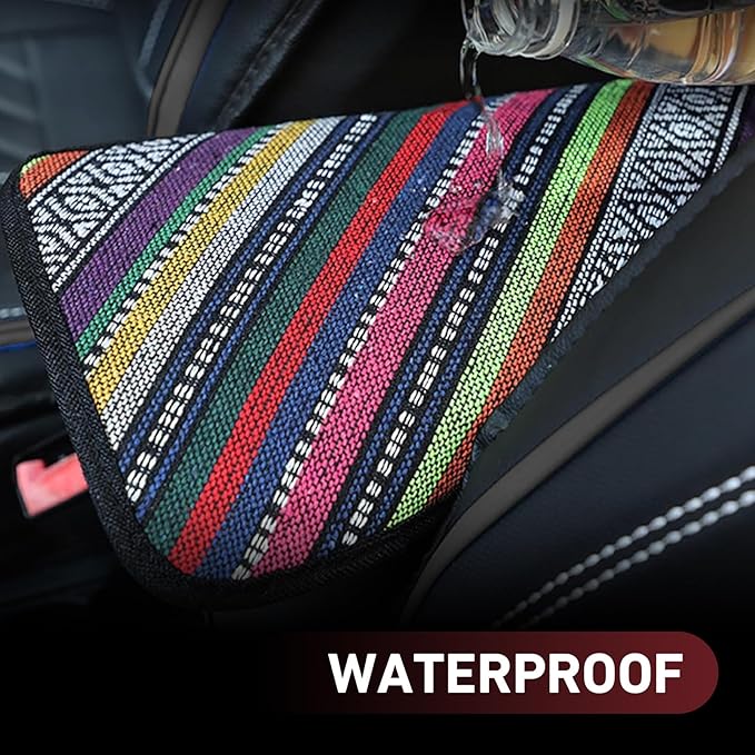 Car Center Console Cover, Bohemian Style Armrest Cover Pad, Breathable Non-Slip Armrest Box Pad, Universal Center Console Protector Cushion, Boho Car Accessories