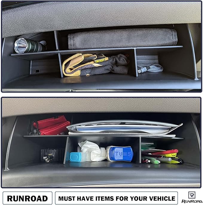 RUNROAD Glove Box Organizer Compatible with Honda Pilot (2016-2022)/ Ridgeline (2017-2023)/ Passport (2019-2023) Accessories, Interior Storage Box Grid Insert Compartment Divider