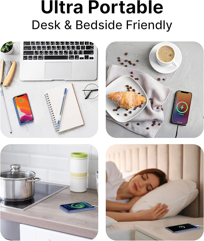 IJS Ultra Slim Wireless Charger Up to 15W Max Fast Charging Pad Compatible for Apple, Samsung Devices, Smart Phone Charger - Adapter Not Included