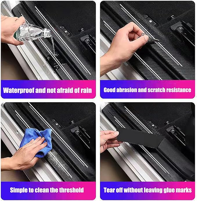 TACOPETS Door sill Protector, Door sill Scratch Protection (for All car Models) Door sill Protector（4PC red）