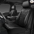 CAR PASS Piping Luxury Faux PU Leather Two Front Car Seat Covers, Waterproof Anti Slip Seat Covers Compatible with Front Seat Armrests,Universal Fit for Suvs,Vans,Trucks, Airbag Compatible(All Black)
