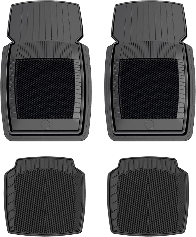 PantsSaver New Generation Car Mats – All-Weather, Heavy Duty, Waterproof, Anti-Slip Rubber Floor Liners for Cars, Trucks, SUVs, Minivans & More 4 Piece Set, Black