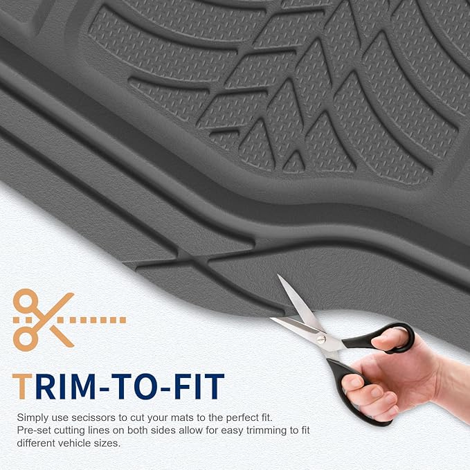 FLORICH Car Floor Mats, Waterproof Universal Heavy-Duty 4 Pieces Rubber Floor Mats for Cars, Full Set Car Mats with Anti-Slip Backing Fit for Most SUV, Vans,Trucks, Sedan(Grey)