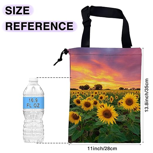 Car Trash Bag Sunflower Field Car Garbage Bag Waterproof Car Trash Can for Back Seat with Adjustable Straps and Drawstring, Foldable Car Trash Bin for Car Accessories Vehicle Travelling Camping