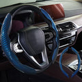 WOCOCN 2pcs Car Steering Wheel Cover,Anti-Skid Carbon Fiber Steering Wheel Protector for Men Women,Multiple Color Options,Universal for Most Car Interiors Accessories (Bright Bule)
