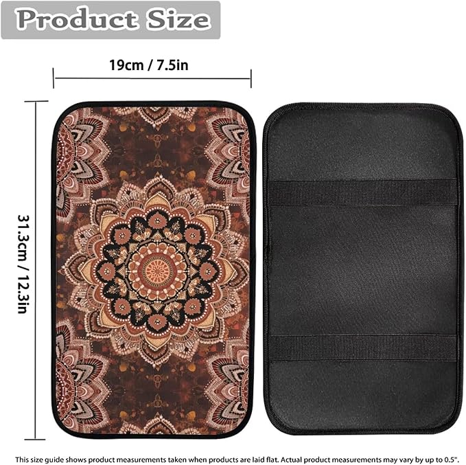 Fashion Mandala Center Console Cover Easy to Install Car Armrest Cushion Protector Protect from Pet Claws Soft Universal Fit for Vehicles,Cars,Suvs,Vans,Sedans