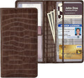 Car Registration and Insurance Holder, Brown Vehicle Glove Box Car Organizer with Magnetic Closure for Documents, Cards, License Car Organization, 1 Pack