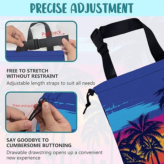 KXWQTRDD Car Garbage Bag Blue Palm Trees Orange Sunset Hanging Canvas Car Trash Bag Waterproof Drawstring Car Back Seat Organizer for Car Back Front Seat Console with Adjustable Buckle
