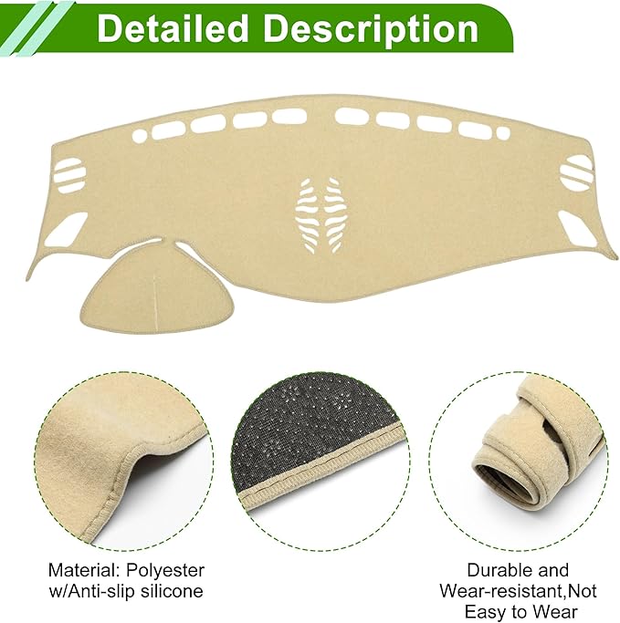 Dashboard Cover for Nissan Murano 2015-2019 Non-Slip Interior Dash Cover Mat Polyester Silicone