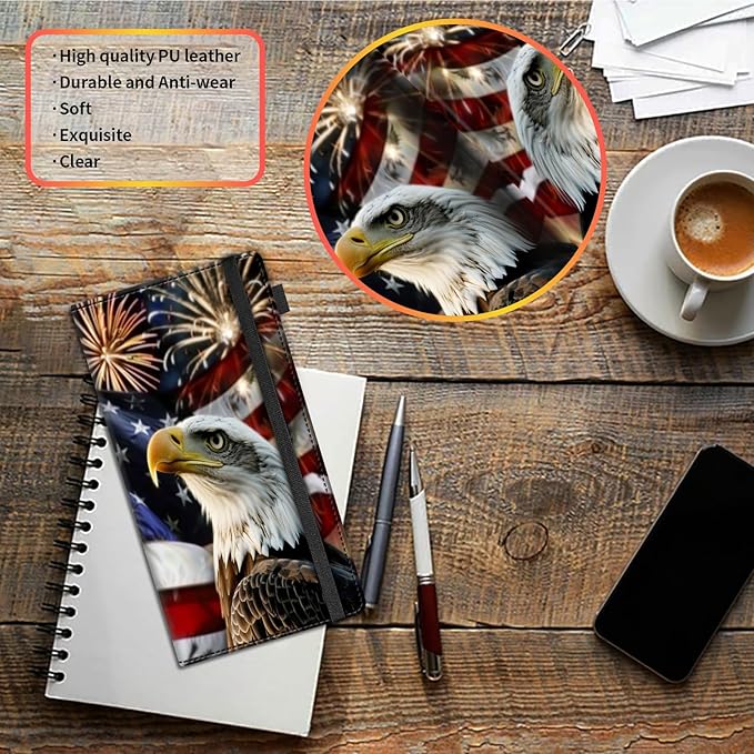 Car Registration and Insurance Holder,Leather Vehicle Glove Box Organizer Wallet for Document,Perfect for any Car,Truck,Motorcycle,Driver License,Trailer or Boat,Men & Women,American Flag-289 Eagle