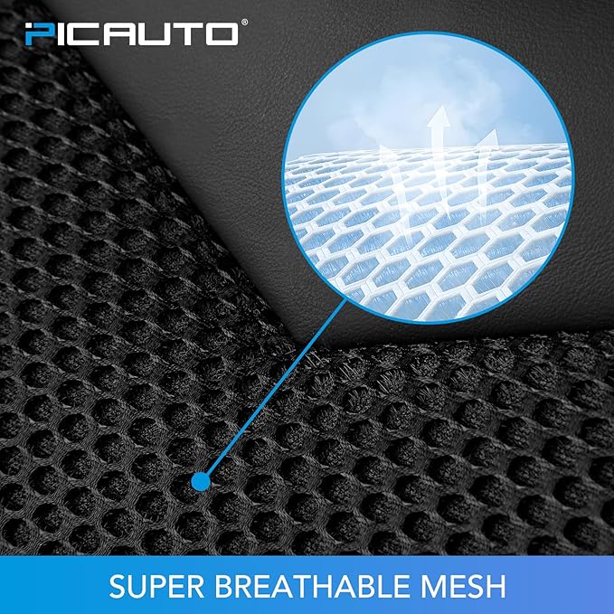 PIC AUTO Car Seat Cover, Super Breathable Mesh Front Seat Cover for Cars, Gray Leather Seat Covers, Universal Fit, Durable, Airbag Compatible, Suitable for SUVs, Trucks, Sedans, and Vehicles