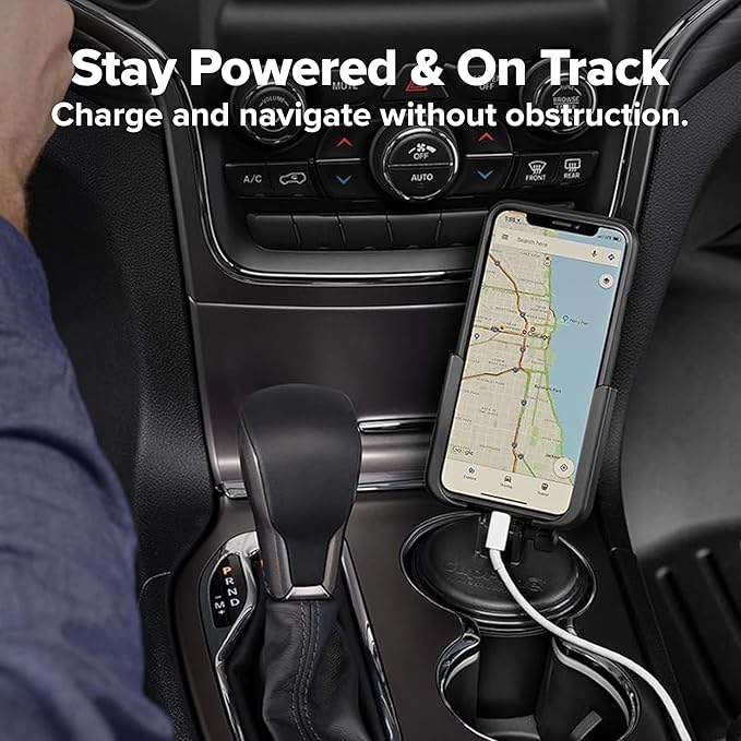 WeatherTech CupFone, Universal Cup Holder Phone Mount for Cars – Adjustable & Secure Fit with Open Access for Charging – Compatible with iPhone, Android - Metal Knobs, Royal Blue