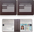 Ziciner Car Registration Insurance Holder, 2Pack Essential Auto Card Document Glove Box Organizer with Touch Fastener, Vehicle Interior Accessories Perfect for Most Car, Truck, SUV (Brown/White Flag)
