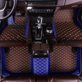 Custom Making Car Floor Mats for 90% Car Model Luxury Leather All Weather Waterproof Anti-Skid Full Coverage Liners (Coffee and Blue)