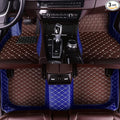 Custom Fit Car Floor Mats - Full Coverage Automotive Leather Floor Liners for Most Vehicles by MingyunSM (Coffee & Blue)