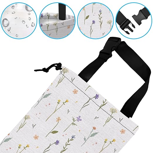Car Trash Bag Wildflowers Car Garbage Bag Hanging Car Trash Can for Back Seat with Drawstring