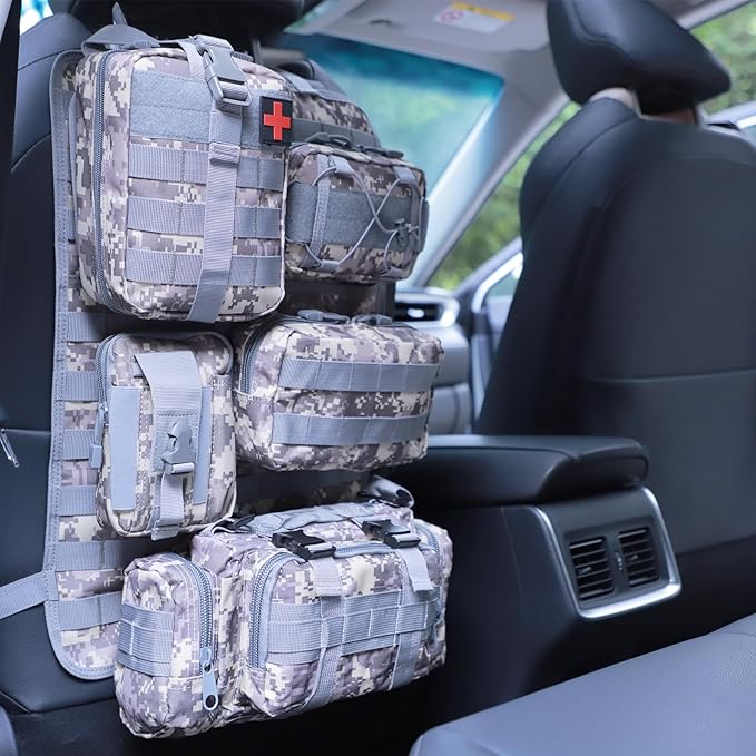 BXBXHD 6 Pack Tactical Truck Organizer Back Seat Storage Car Seat Storage Bag Molle Panels for vehicles, Car and SUV with Lots of Handy Compartments (Acu)