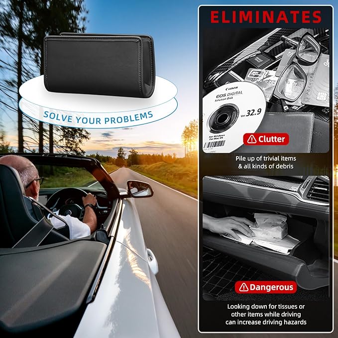 Car Trash Can, Leather Car Trash Bin Door Organizer with a Roll of Garbage Bag, Foldable Hanging Mini Cars Storage Must Have Essentials Interior Accessories(Black)