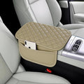 Upgraded Car Middle Center Console Cover,Microfiber Leather Car Armrest Cover Cushion with 2 Storage Bags,Universal Car Armrest Storage Box Car Interior Accessories for Most Vehicles (Beige)