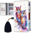 Car Registration Holder, Waterproof PU Leather Vehicle Card Document Glove Box Organizer, Women Interior Auto Accessories Case for Cards, Driver License Car Insurance Holder, A Owl Couples Romance