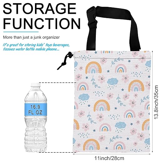 ghatobty Car Trash Bag Hanging Cloud Rainbow Flower Car Trash Can Waterproof Garbage Bag Hanging for Car Back Seat