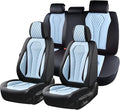 Coverado Auto Seat Covers, Car Seat Covers Full Set, Bule Car Seat Cover, Driver Seat Covers Front Seats Rear Seat Cover, Luxury Car Seat Cushion,Leather Seat Cover Seat Protector Fit for Most Cars