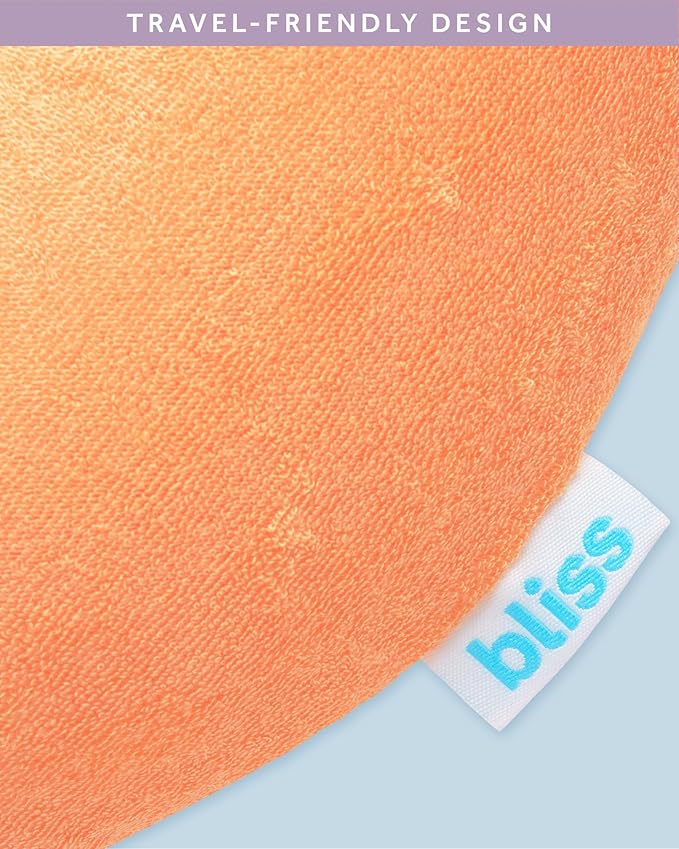 Bliss Neck Pillow - Lightweight U-Shaped Memory Foam Travel Neck Pillow with Snap Closure for Airplanes, Traveling, Offices, Cars, Orange Terry