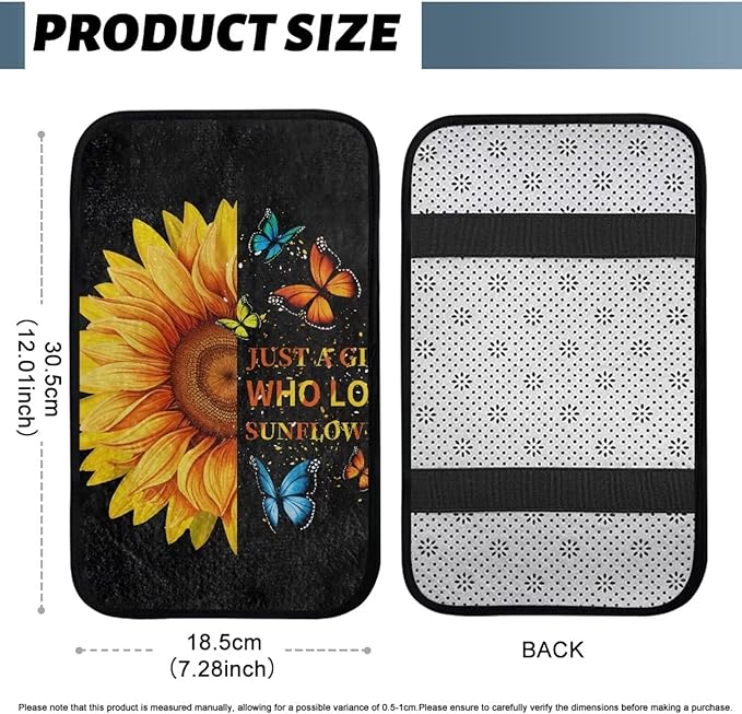 Bulopur Sunflower Armrest Cover Car Easy to Install Car Center Console Cushion Pad Universal Car Interior Accessories Car Arm Rest Cover Fashion Auto Interior
