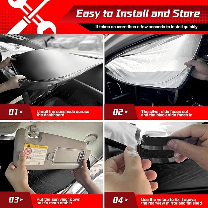 ARISMOTOR Windshield Sun Shade for Toyota Highlander (L LE XLE Limited Platinum) 2020-2025 2026, Custom Fit Foldable Front Window Sunshade Sun Visor Protector, Block UV Rays Keep Your Car Cooler