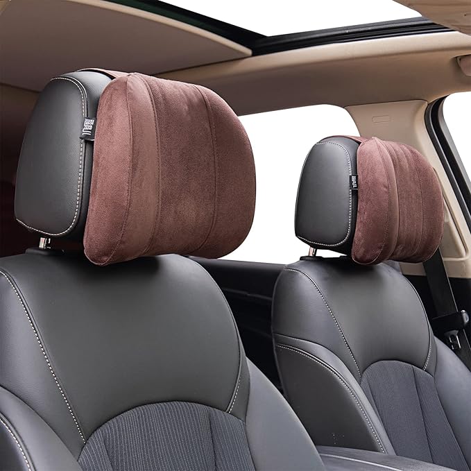Forbell Car Headrest Pillow –Premium Memory Foam Ergonomic Car Pillow for Head Support & Comfort, Soft Washable Cover, Ideal for Long Drives and Travel