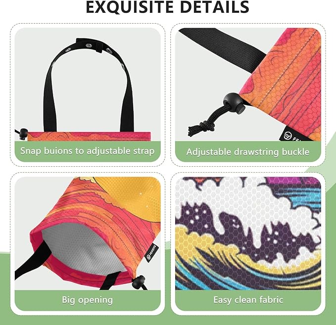 ALAZA Hanging Car Trash Bags Garbage Bag Trash Can for Back Seat Small Sea Wave Sunset Washable Storage Bag Retractable 2 Pack