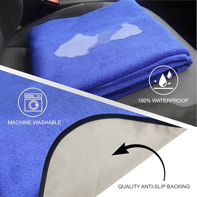 nbnhxnff Sweat Towel Car Seat Cover Protector Rear Seats for Gym Workout, Running, Swimming, Beach and Hiking, Waterproof Universal Seat Cover for Car, Trucks, Van & SUV(Blue, 1pcs Rear Seat)