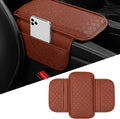 Car Armrest Cushion, Leather Soft Vehicle Center Console Cover with 2 Storage Bag, Breathable Automotive Interior Arm Rest Protection Pad Accessories, Universal for SUV Sedan Truck(Orange)