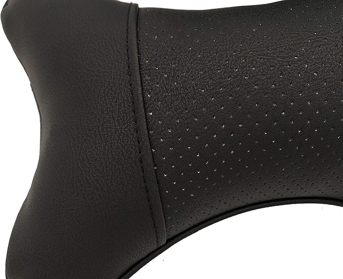 Thomakoo Car Neck Pillows 2pcs Pack Car Headrest Pillow Pu Leather Car Cervical Pillows for Traveling Car Pillows Filled by Fiber (Black)