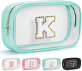YOOLIFE Initial Clear Makeup Bag | Travel Clear Makeup Bag | Travel Beach Toiletry Bag | Car Organizer Essentials for Women | Teacher Birthday Gifts Valentines Gift Blue K