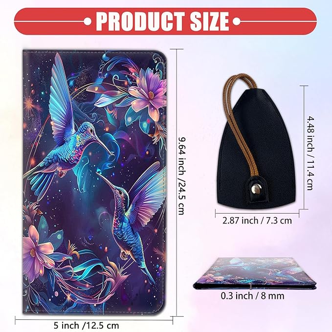 Car Registration Holder, Waterproof PU Leather Vehicle Card Document Glove Box Organizer, Women Interior Auto Accessories Case for Cards, Driver License Car Insurance Holder, Hummingbird and Rose