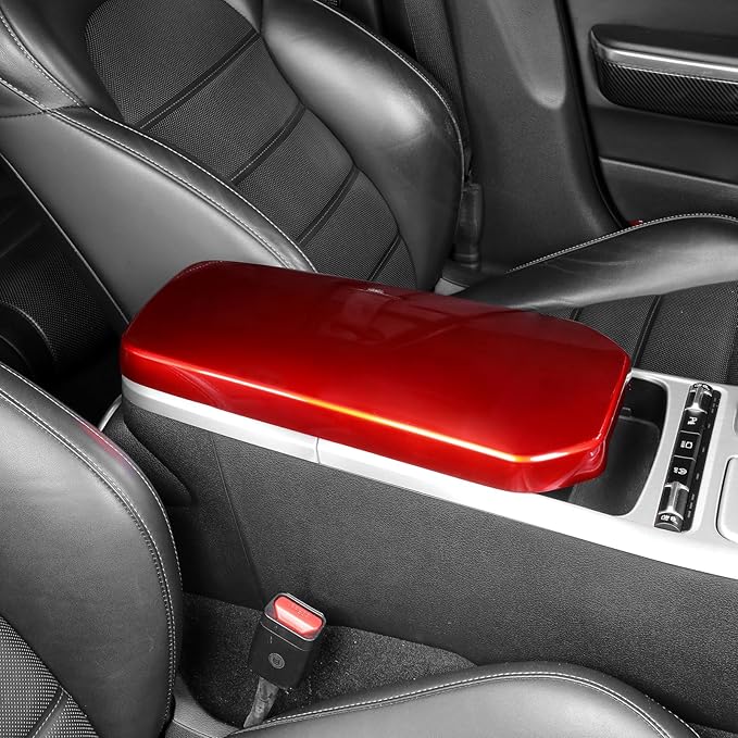 ABS Car Central Console Armrest Cover Armrest Cushion Cover Center Console Box Pad Compatible with Kia Stinger 2017-2024 Accessories (Glossy Red Style)