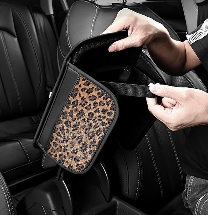 Forala Auto Center Console Pad PU Leather Car Armrest Seat Box Cover Protector Universal Fit (Brown)