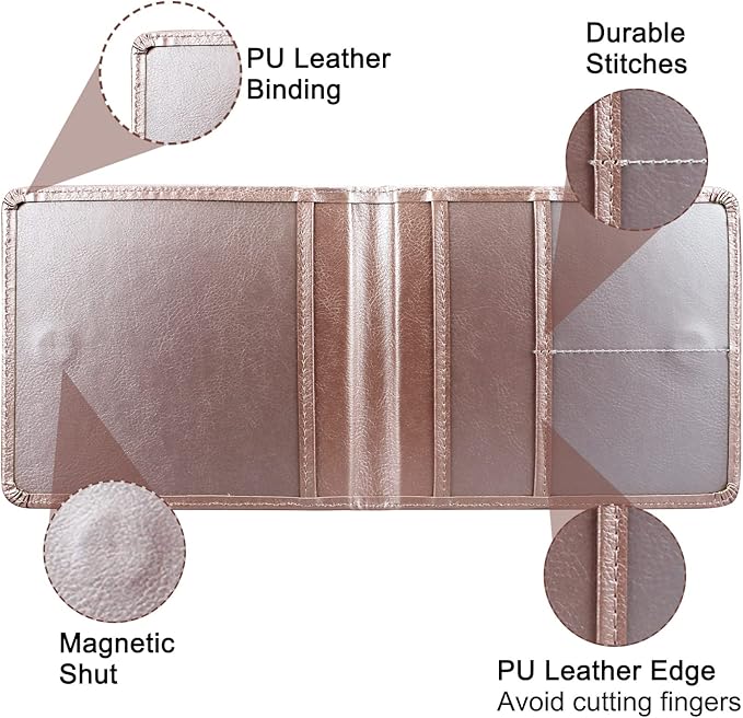 LumiMokki Car Registration and Insurance Holder, Leather Registration and Insurance Card Holder, Vehicle Glove Box Organizer - For Documents, Cards, License (Rosegold)